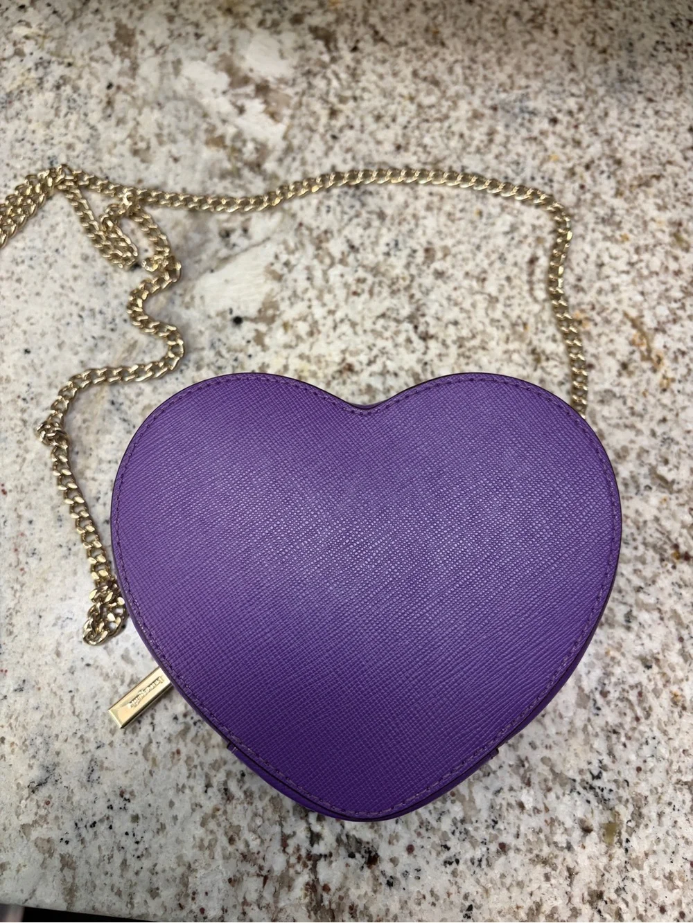 Kate Spade Mini Purple Heart Crossbody Purse with Gold Chain Strap